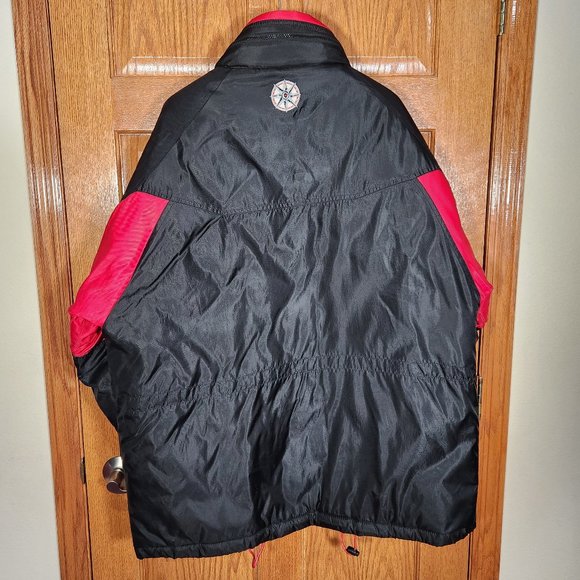 Marlboro Compass Coat Men's XL  Winter Puffer Ski Jacket Black Red Hooded - Picture 3 of 8